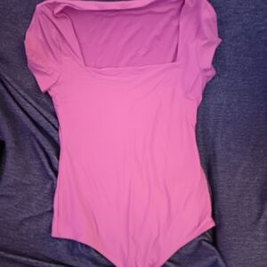 Abercrombie & Fitch Soft Matte Short Sleeve Bodysuit Large Pink
